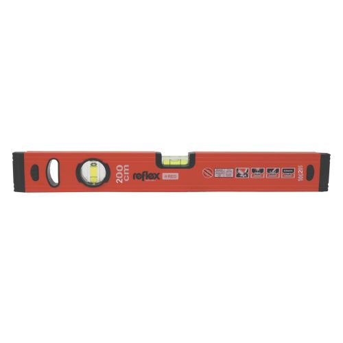 TOPTRADE spirit level Reflex #RED, 2 vials, 2000 mm