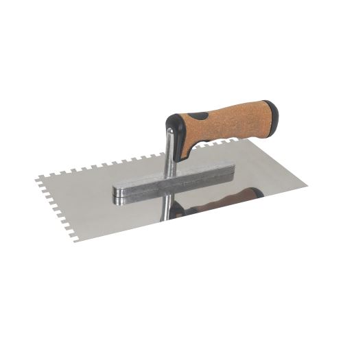 TOPTRADE stainless steel trowel, with ECO handle, tooth 6 mm, 270 x 130 mm, professional (13)