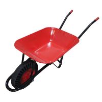 construction wheelbarrow, red tray 60l, solid wheel
