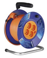 cable extension,orange, on the unwinding drum, 4 sockets, 25 m ~ 230 V / 16 A