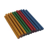 melted glue sticks, 4 colors with glitter - red, yellow, blue, green 7,5 x 100mm, 20 pcs