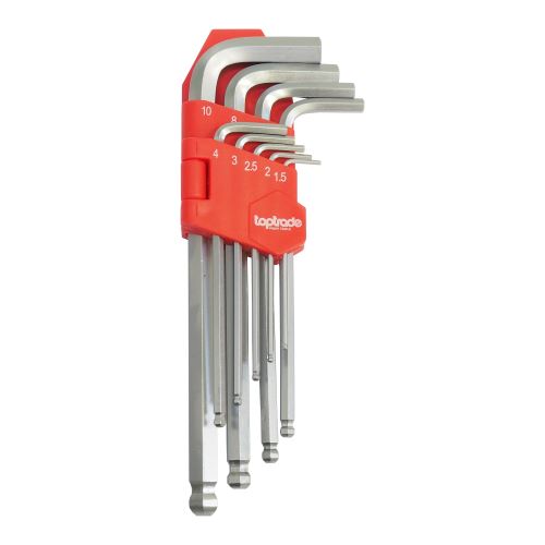 TOPTRADE inbus set, 9 ks, Cr-V, 1,5 -10 mm, standard