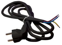 flexo cord, PVC, black, angular plug, indivisible, 5 m, cable 3 x 1.5 mm