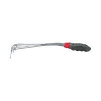 TOPTRADE metal leaf rake, 9 teeth, PP handle, length 37 cm (2)
