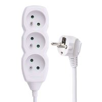 extension cord, white, 3 sockets without switch,  3 m, ~ 250 V / 10 A