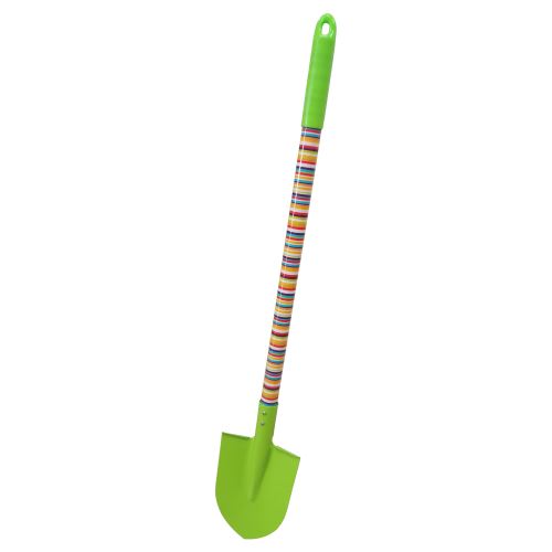 TOPTRADE children garden tool - spade, green metal head, rainbow long handle, 73cm