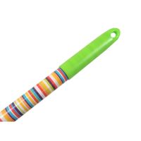 TOPTRADE children garden tool - rake 7 teeth, green metal head, rainbow long handle, 63cm (6)