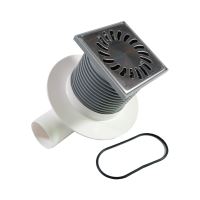 floor drain,plastic with stainless steel grille,collar,flow 53l/min.with side outlet O50mm