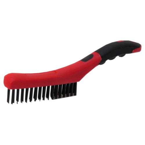 TOPTRADE steel brush 4 x 16 wires, rubber handle