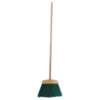 sidewalk broom, long , wooden handle