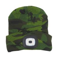 cap LED UNI, winter, with LED light, green camouflage