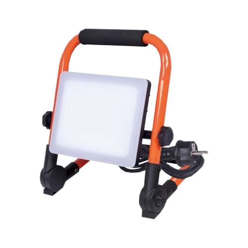 LED spotlight, with folding stand, 30W, 2700lm, 4000K, cable with plug, IP65