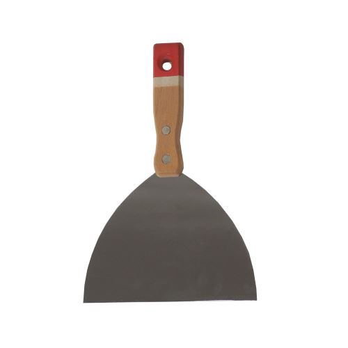 TOPTRADE spatula,stainless,wooden -riveted handle,150 mm,profi (1)