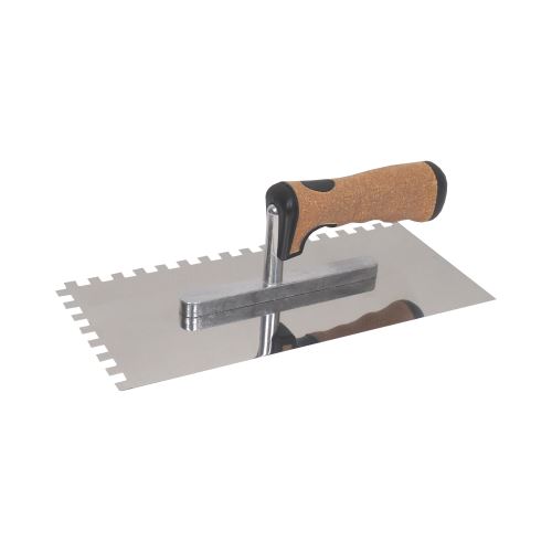 TOPTRADE stainless steel trowel, with ECO handle, tooth 8 mm, 270 x 130 mm, professional (14)