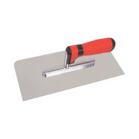 stainless steel trowel, rubberized handle, smooth, 2 rounded corners, 280 x 130 mm, profi
