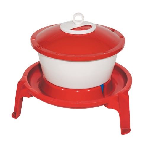 TOPTRADE plastic bucket drinker, on a base, for poultry,  6,0 L
