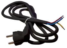 flexo cord, PVC, black, angular plug, indivisible, 3 m, cable 3 x 1.5 mm