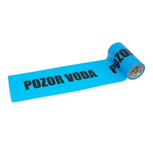 TOPTRADE warning tape, non-adhesive, "Caution: watch out water", blue, 22cmx0,07mmx50m