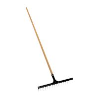 TOPTRADE metal rake, perpendicular tooth, 14 teeth, wooden shaft