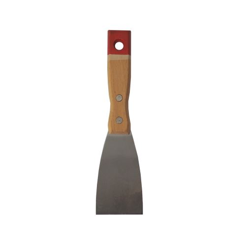TOPTRADE spatula,stainless,wooden -riveted handle,50 mm,profi (1)