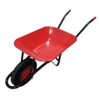construction wheelbarrow, red tray 60l, PU wheel