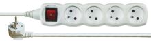 extension cord, white, 4 sockets with switch, 5 m, ~ 250 V / 10 A