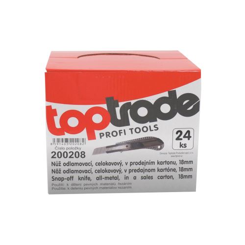 TOPTRADE snap-off all metal knife,  selling carton, 24 pcs/set, 18 mm (1)