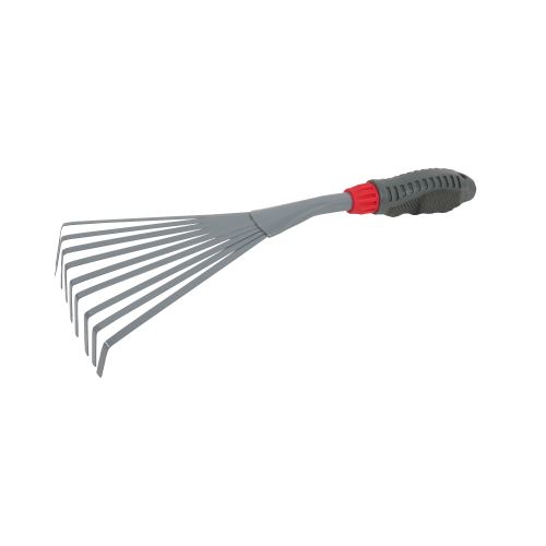 TOPTRADE metal leaf rake, 9 teeth, PP handle, length 37 cm