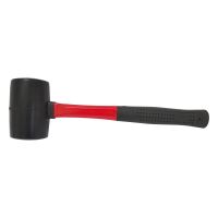 TOPTRADE rubber hammer, black, fiberglass handle, O 70 mm / 900 g, profi