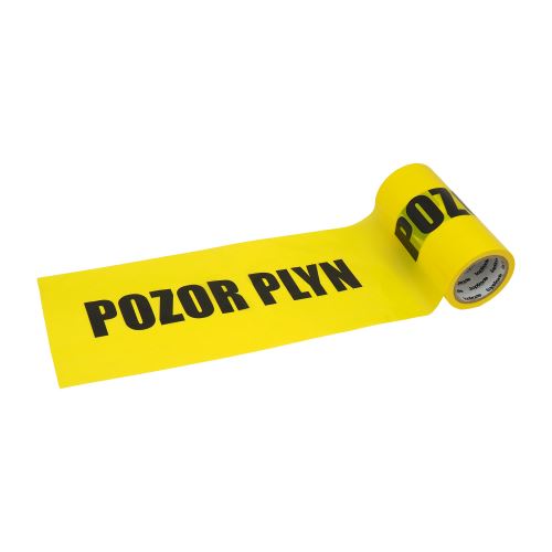 TOPTRADE warning tape, non-adhesive, "Caution: watch the gas", yellow, 22cmx0,07mmx50m