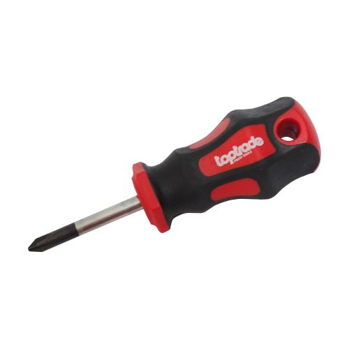 TOPTRADE screwdriver cross, short ,magnetic, S2, 2 x 38 mm