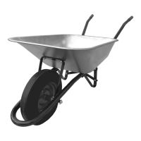 TOPTRADE construction wheelbarrow, galvanized tray 60l, PU wheel