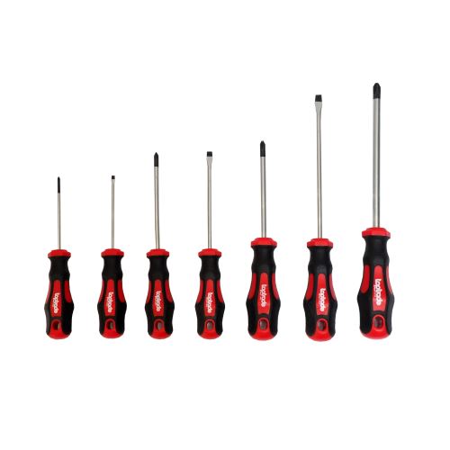 TOPTRADE screwdriver flat + cross, magnetic, S2, 7 pcs/set