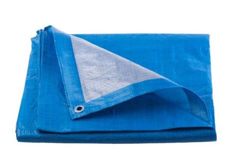 TOPTRADE covering tarpaulin, blue-silver, with metal eyelets, 3 x 5 m, standard plus