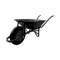 TOPTRADE construction wheelbarrow, black, towed body, inflatable wheel, 60 l