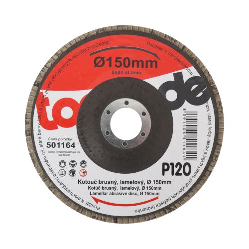 TOPTRADE grinding disc, lamella, grit 120, 150 x 22.2 x 2 mm