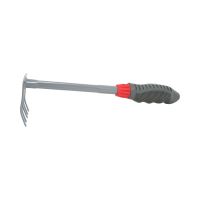 TOPTRADE metal rake, 5 teeth, PP handle, length 28 cm (1)