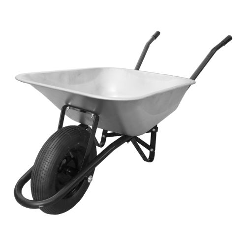 TOPTRADE construction wheelbarrow, galvanized tray 60l, air wheel