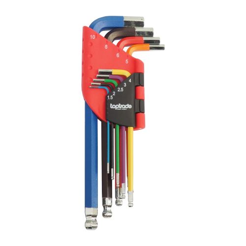 TOPTRADE inbus set, 9 ks, Cr-V, 1,5 – 10 mm, profi (1)