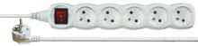 cable extension, white, 5 sockets, with switch 3 m, ~ 250 V / 10 A