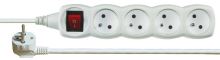 extension cord, white, 4 sockets with switch, 2 m, ~ 250 V / 10 A