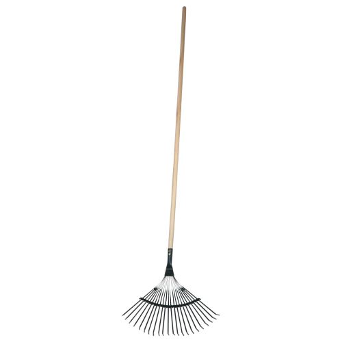 TOPTRADE leaf rake, Swedish, steel, with wooden handle, 22 planchets