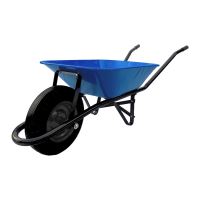TOPTRADE construction wheelbarrow, blue tray, air wheel, 60 l