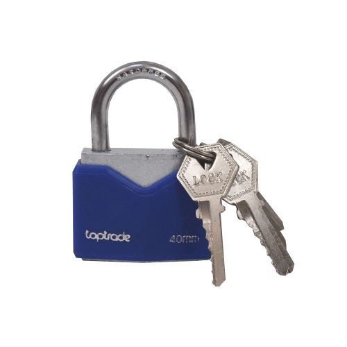 TOPTRADE padlock, blue, 5 keys, 40 mm