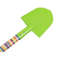 TOPTRADE children garden tool - spade, green metal head, rainbow long handle, 73cm (2)
