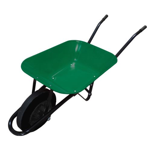 TOPTRADE construction whelbarrow, green tray, PU wheel, 60 l