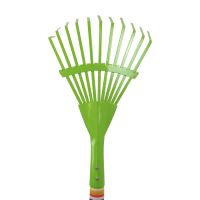 TOPTRADE children garden tool - rake 11 teeth, green metal head, rainbow long handle,74cm (5)
