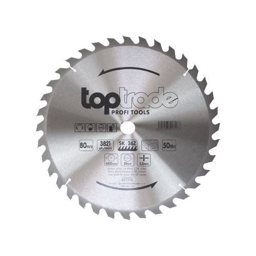 TOPTRADE saw blade, for wood, SK blades, 36 teeth, 400 x 3.5 x 30 mm