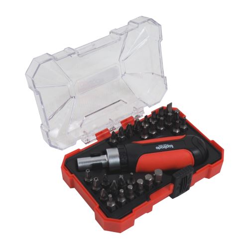 TOPTRADE ratchet screwdriver, with bits, set of 29 pcs