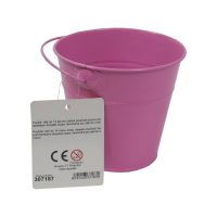TOPTRADE children garden tool - metal bucket, pink colour, 1,2L (2)